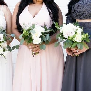 chiffon halter bridesmaid dress with tulle bow
